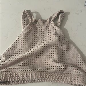 Vintage Acacia Swimwear Dubai mesh top, Beige Sleeveless Knit Top
